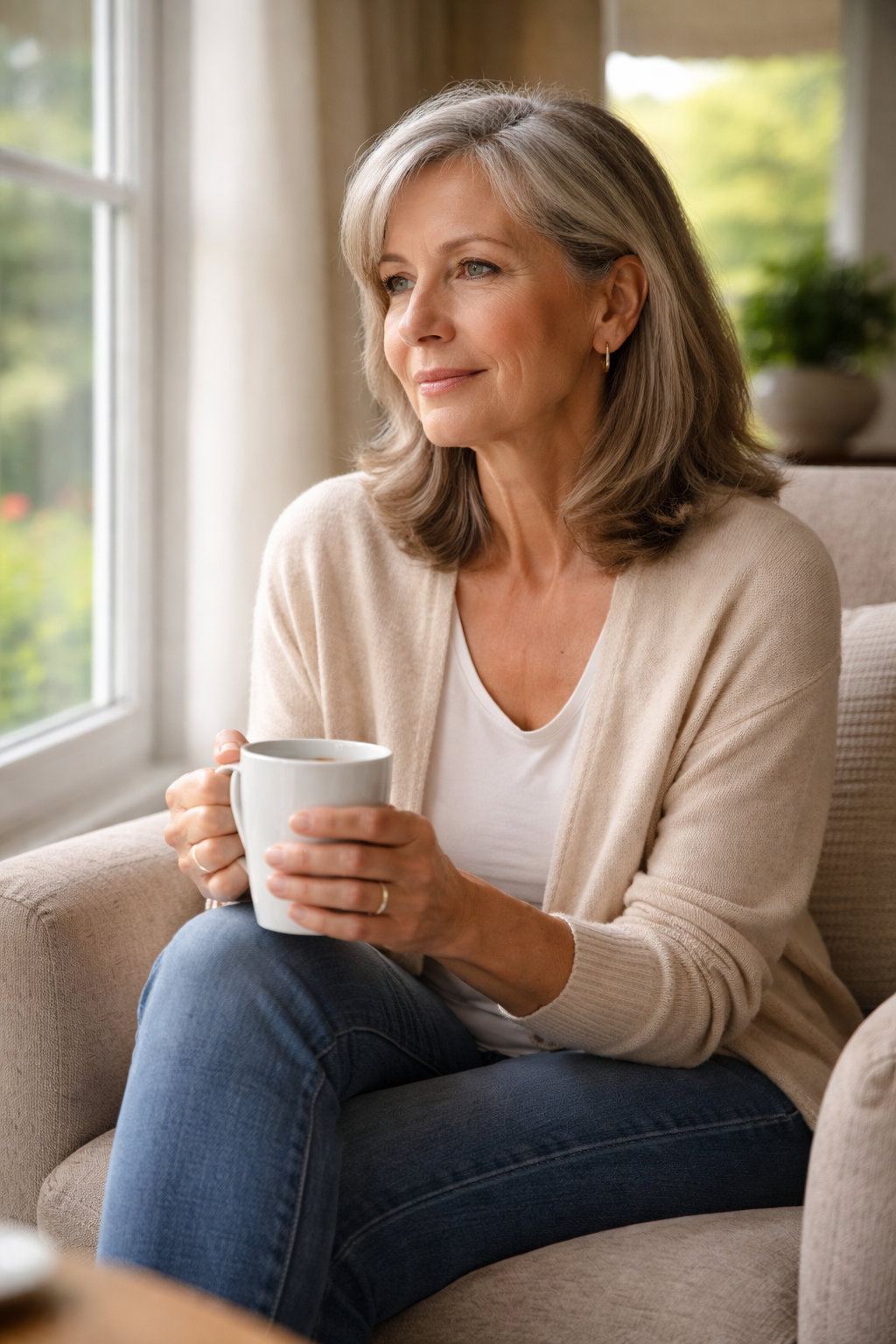 Confident woman with peace of mind